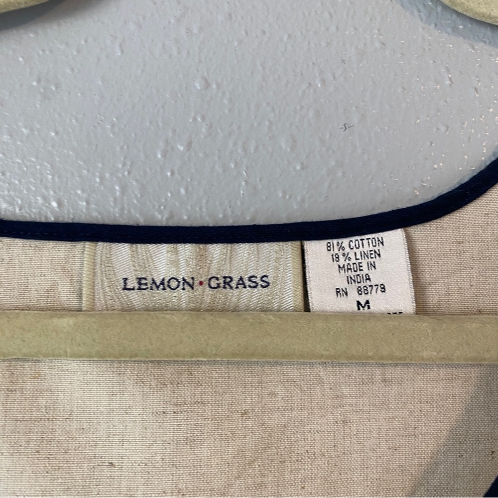 Lemon Grass Linen Blend Nautical Maxi Dress Size M - Picture 3 of 10